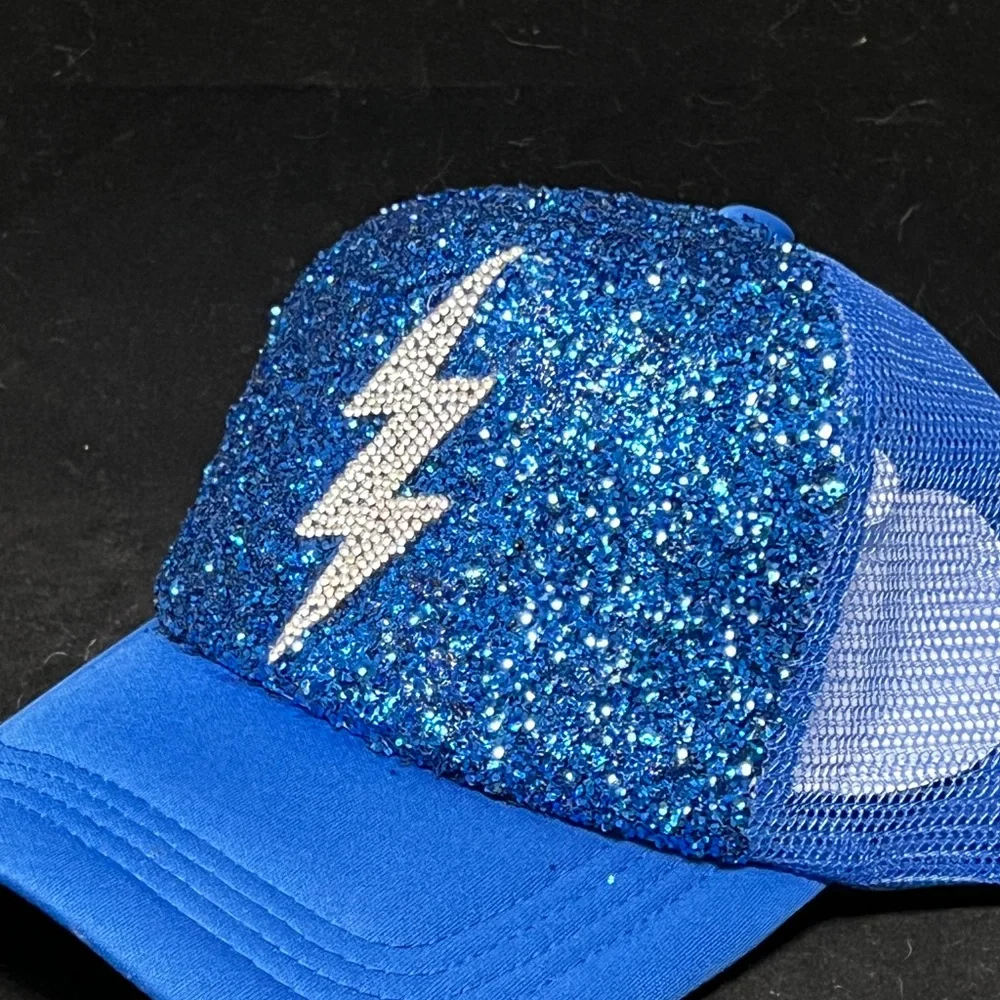 Rhinestone lightening bolt hat blue - Picture 2 of 3